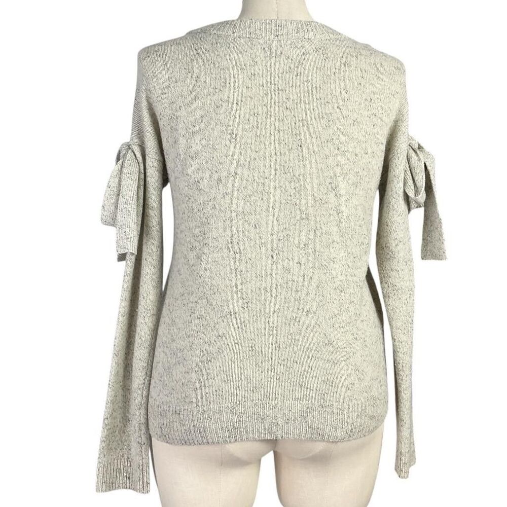 Ann Taylor Sweater Womens Small Gray Wool Blend Bow Sleeve Crew Neck Fall - Picture 5 of 7